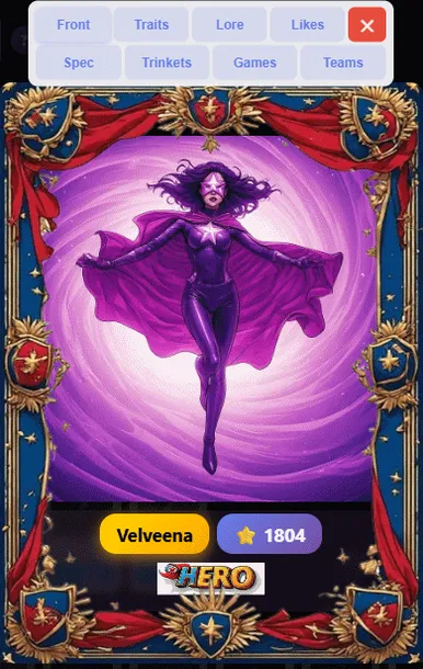 The front of a Glødkin's card: its picture in the squad frame, with its name and score