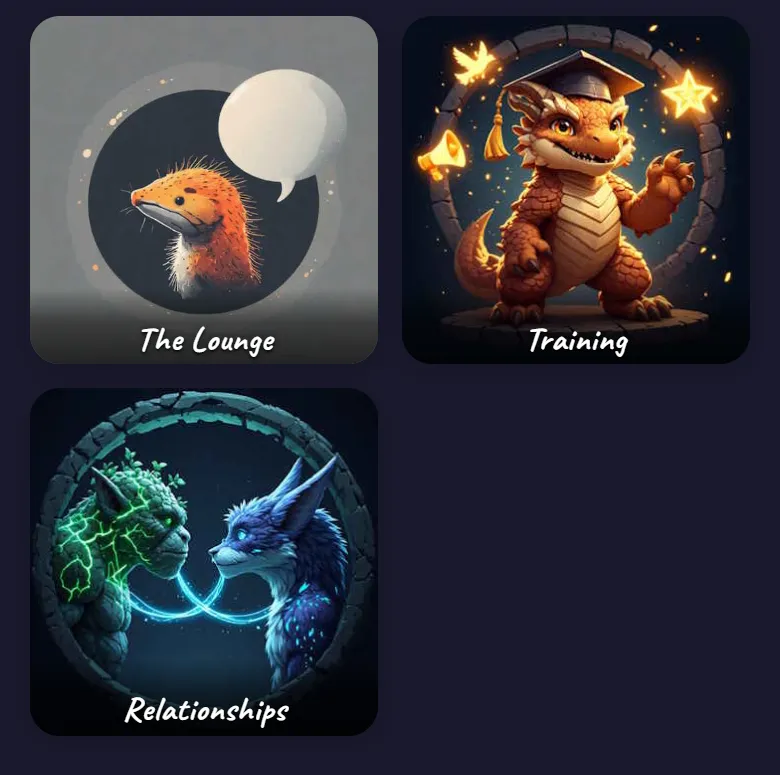 The Well-being menu: tiles for The Lounge, Training and Relationships